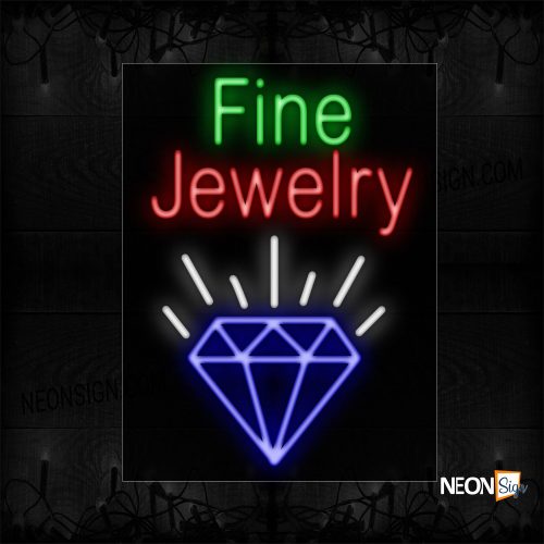 Image of 11701 Fine Jewelry And Logo Neon Sign_24x31 Black Backing