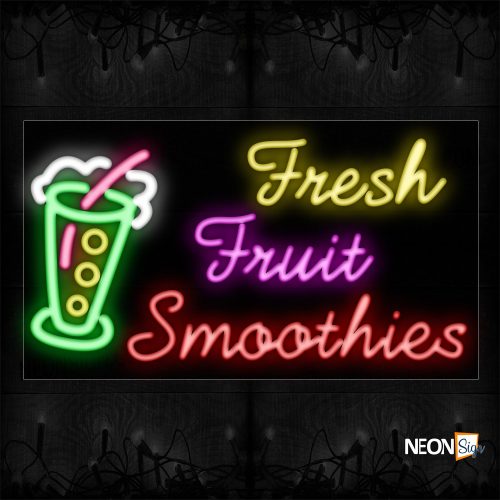 Image of 11710 Fresh Fruit Smoothies With Logo Neon Signs_20x37 Black Backing