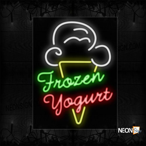 Image of 11715 Frozen Yogurt With ice cream Logo Neon Signs_24x31 Black Backing