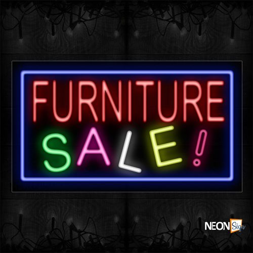 Image of 11716 Furniture Sale! With Blue Border Neon Sign_20x37 Black Backing
