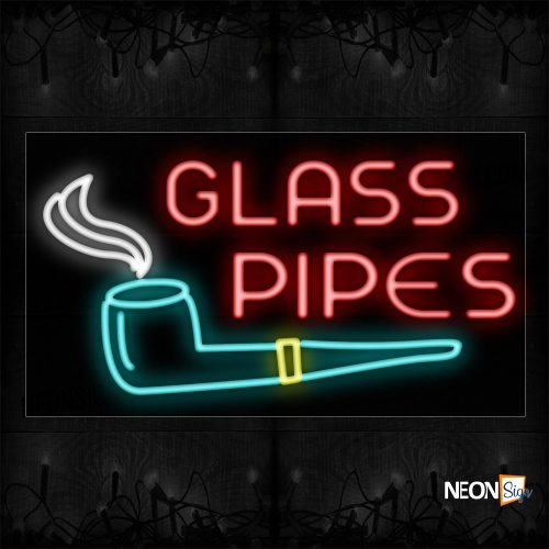 Image of 11719 Glass Pipes With Logo Neon Sign_20x37 Black Backing