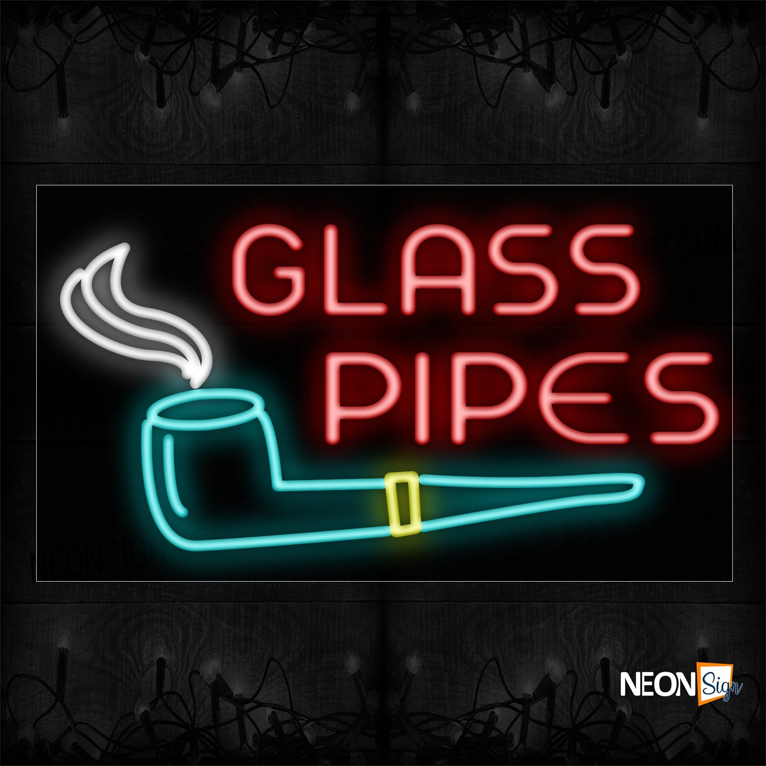 Image of 11719 Glass Pipes With Logo Neon Sign_20x37 Black Backing