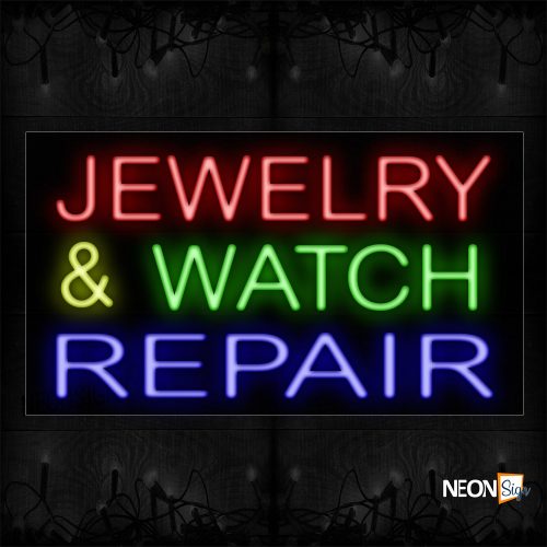 Image of 11736 Jewelry & Watch Repair Neon Sign_20x37 Black Backing