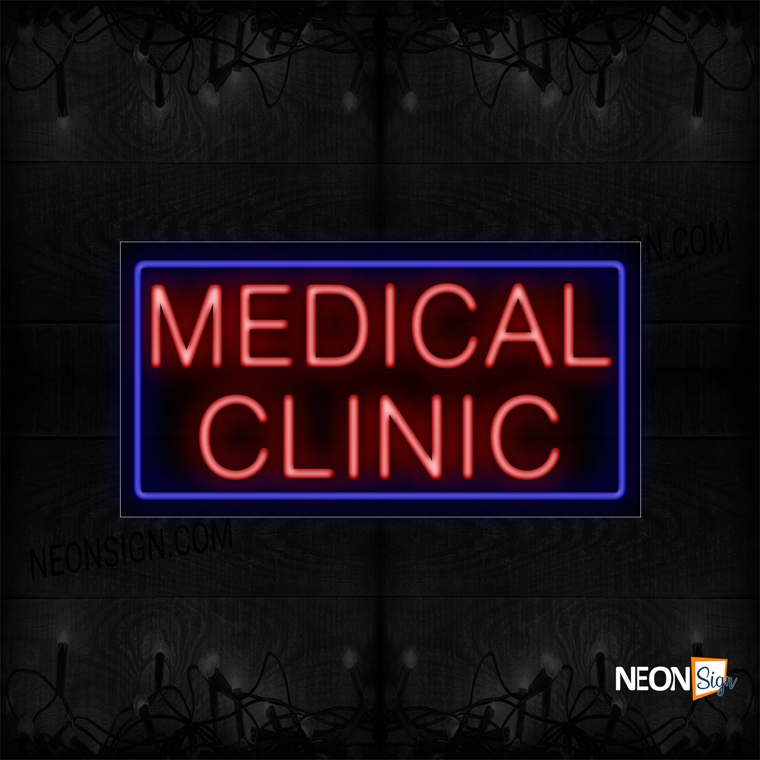 Image of 11746 Medical Clinic In Red With Blue Border Neon Sign_20x37 Black Backing