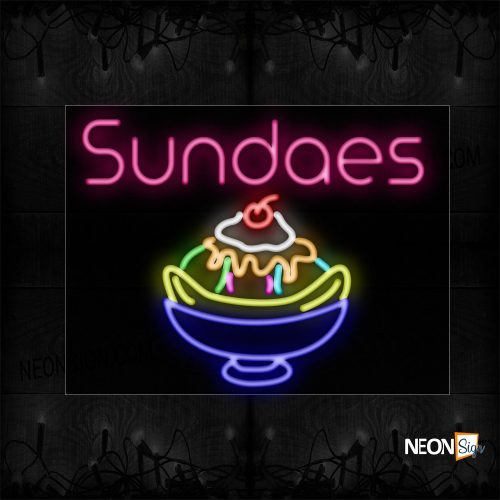 Image of 11783 Sundaes With Logo Neon Signs_24x31 Black Backing