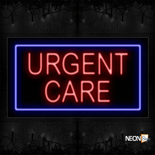 Image of 11792 Urgent Care With Blue Box An Simple Text Traditional Neon_20x37 Black Backing