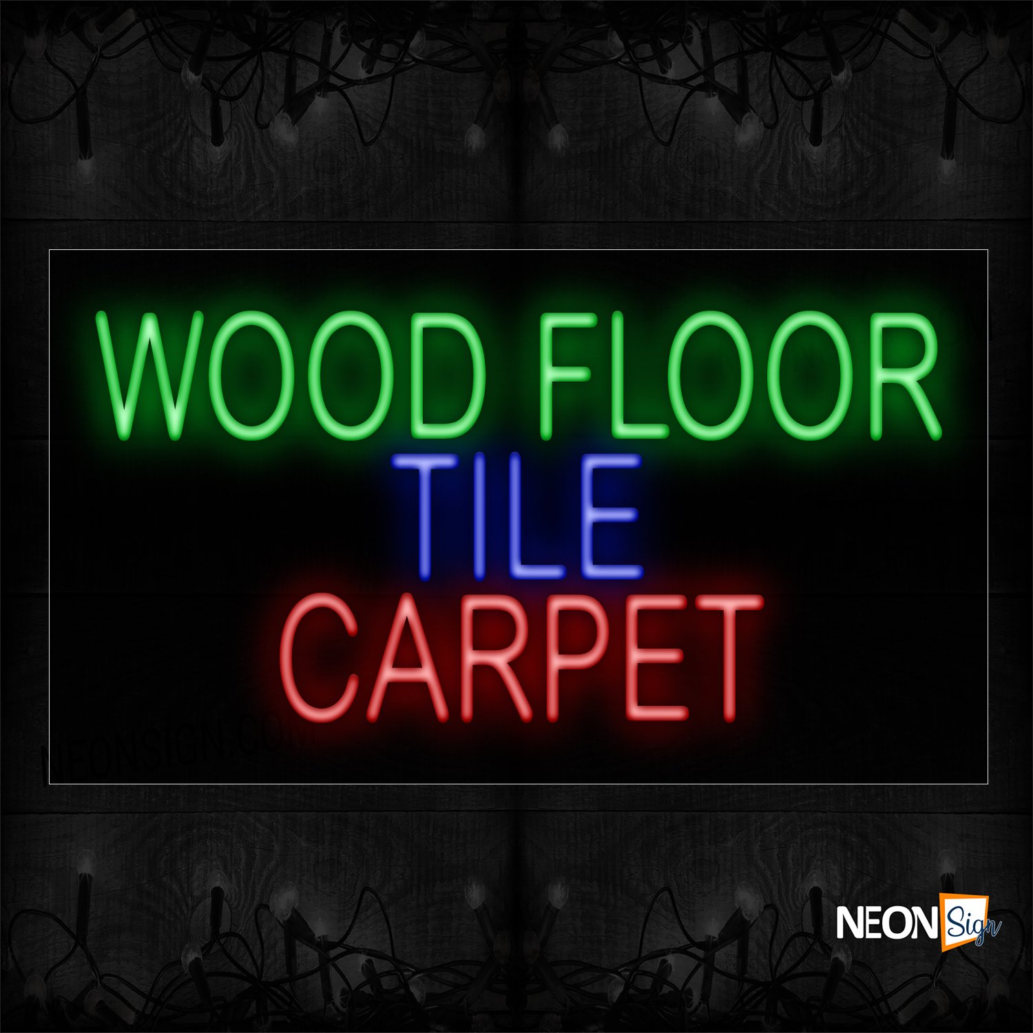 Image of 11797 Wood Floor Tile Carpet Neon Sign_20x37 Black Backing