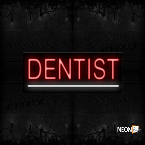 Image of 12047 Dentist With Underline Neon Sign_10x24 Black Backing