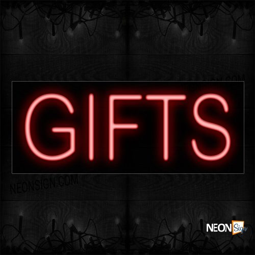 Image of 12069 Gifts In Red Neon Sign_10x24 Black Backing