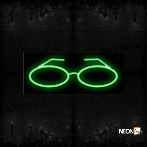 Image of 12070 Eyeglass Logo In Green Neon Sign_10x24 Black Backing