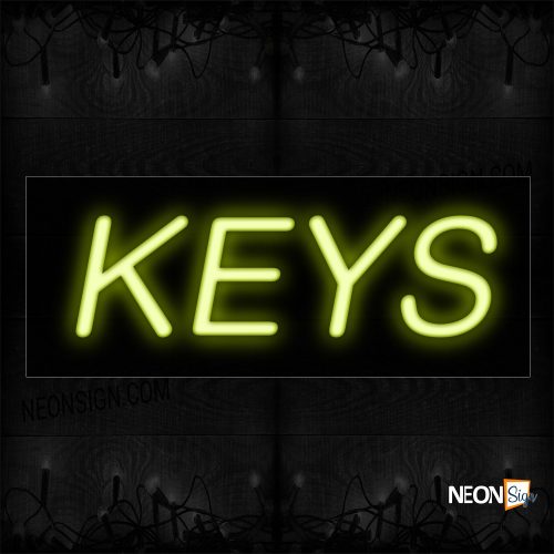 Image of 12089 Keys In Yellow Neon Sign_10x24 Black Backing