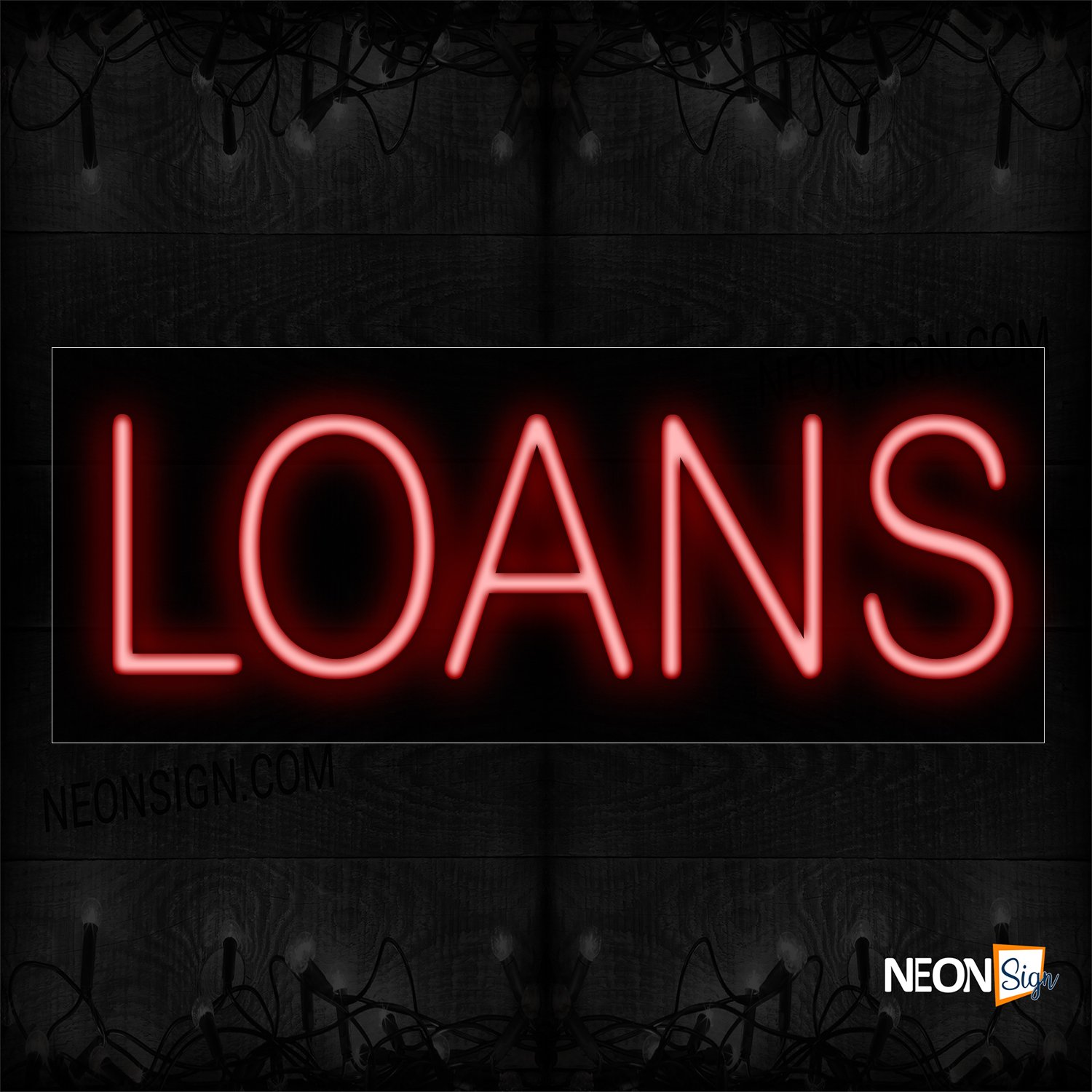 Image of 12092 Loans In Red Neon Sign_13x32 Black Backing