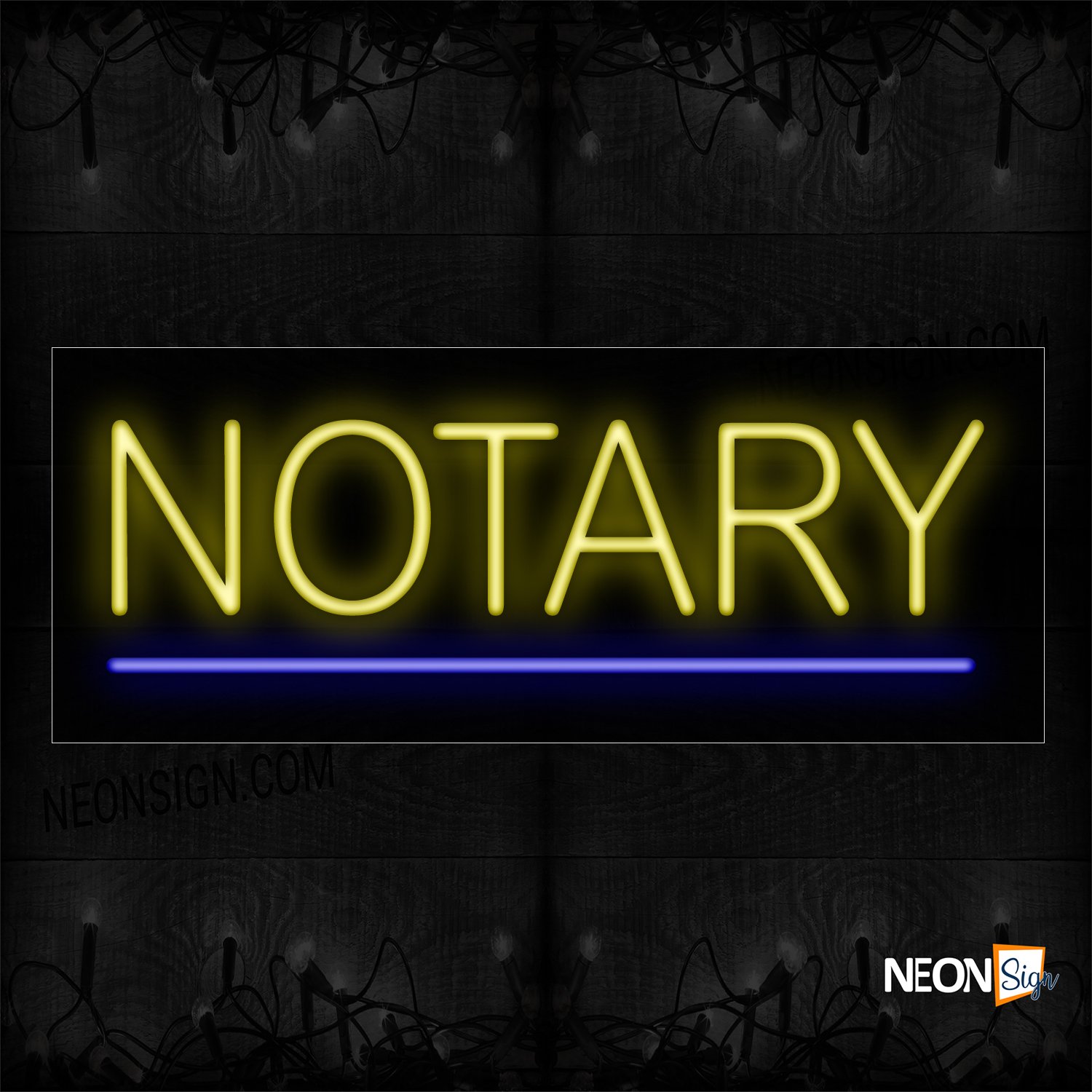 Image of 12110 Notary With Underline Neon Sign_13x32 Black Backing