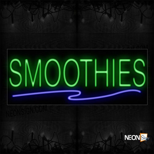 Image of 12157 Smoothies With Blue Line Neon Signs_10x24 Black Backing