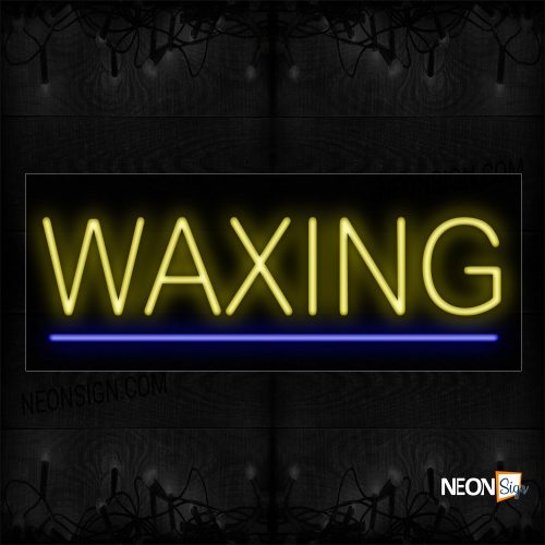 Image of 12188 Waxing In Yellow With Blue Line Neon Signs_10x24 Black Backing