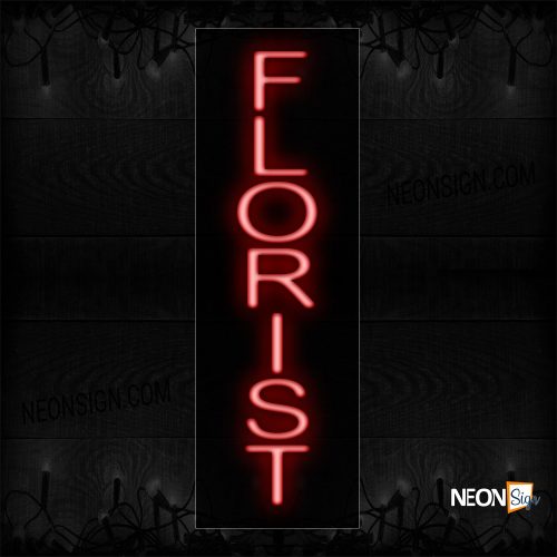 Image of 12234 Florist In Red (Vertical) Neon Sign_8x24 Black Backing