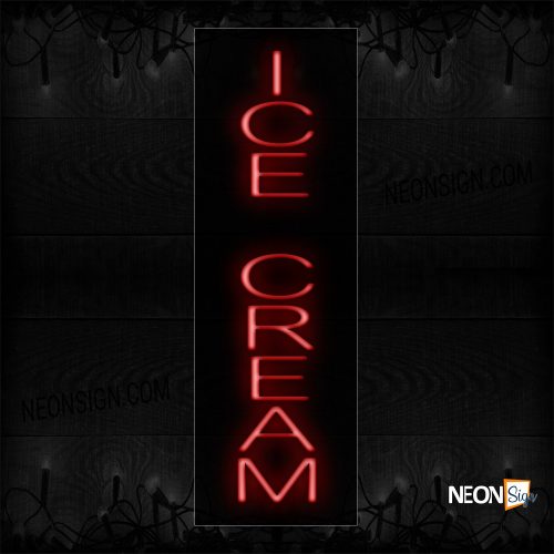 Image of 12245 Ice Cream (Vertical) Neon Sign_8x29 Black Backing
