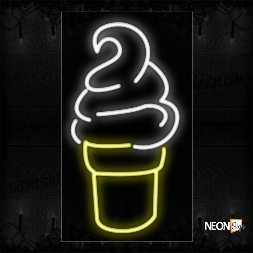 Image of 12247 Ice Cream Sundae Logo Neon Sign_11x20 Black Backing
