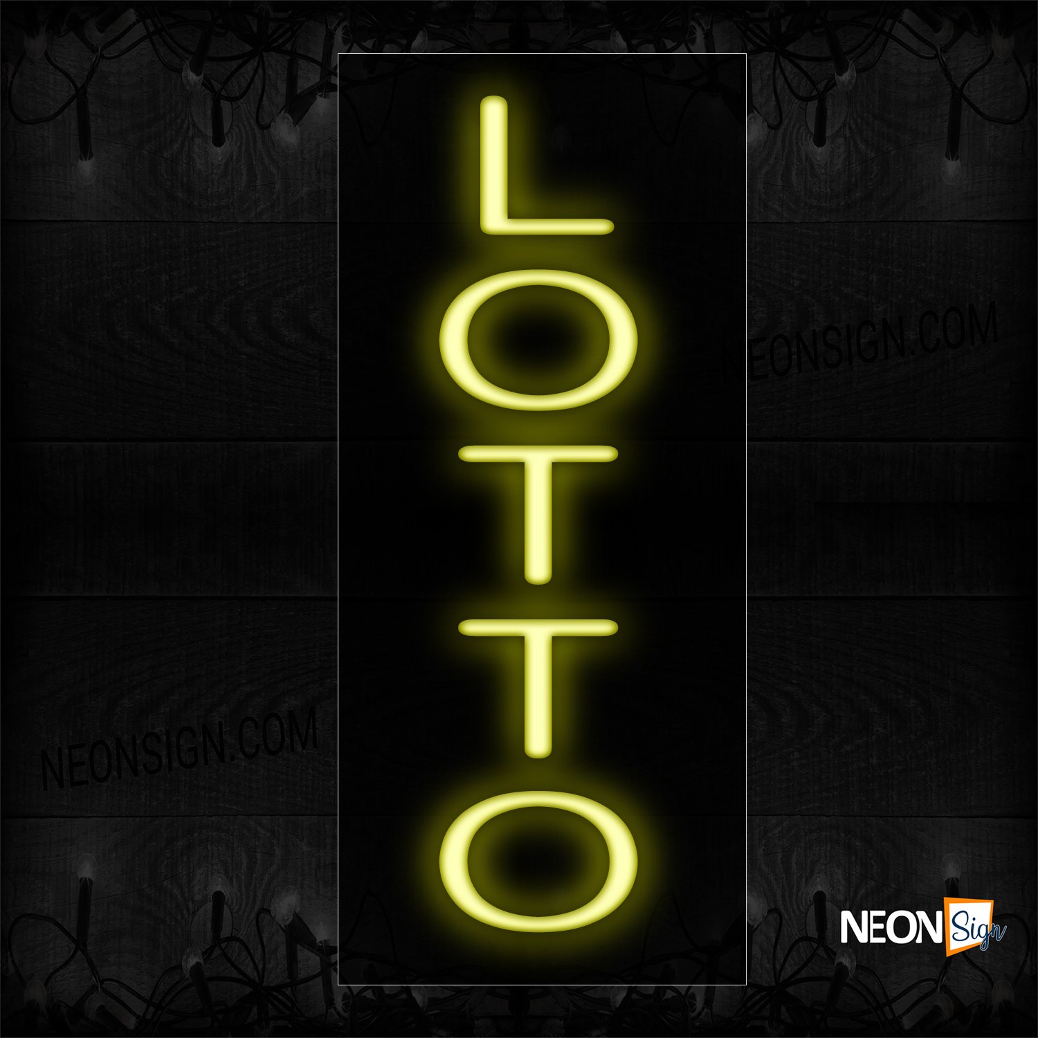 Image of 12256 Lotto In Yellow (Vertical) Neon Sign_8x24 Black Backing
