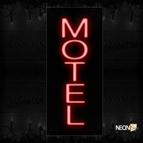 Image of 12263 Motel In Red (Vertical) Neon Sign_8x24 Black Backing