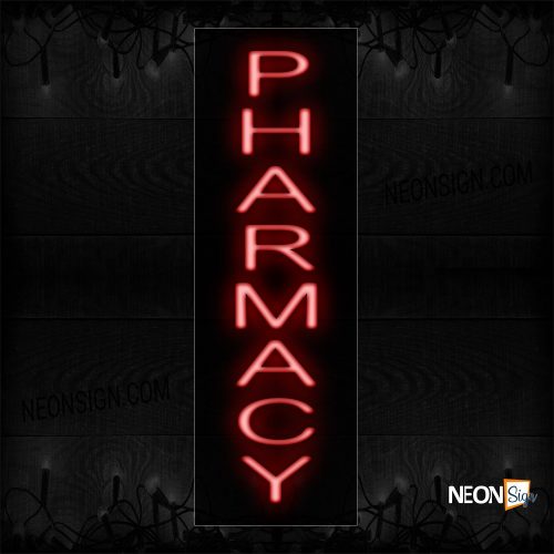 Image of 12275 Pharmacy In Red (Vertical) Neon Sign_8x27 Black Backing