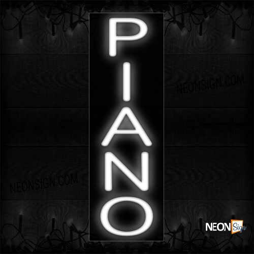 Image of 12277 Piano In White (Vertical) Neon Sign_8x24 Black Backing