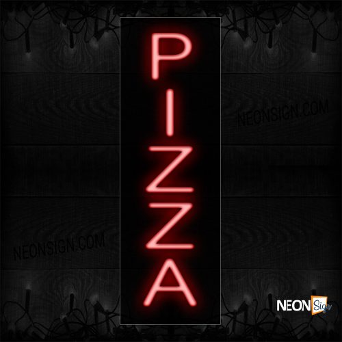 Image of 12281 Pizza In Red (Vertical) Neon Sign_8x24 Black Backing