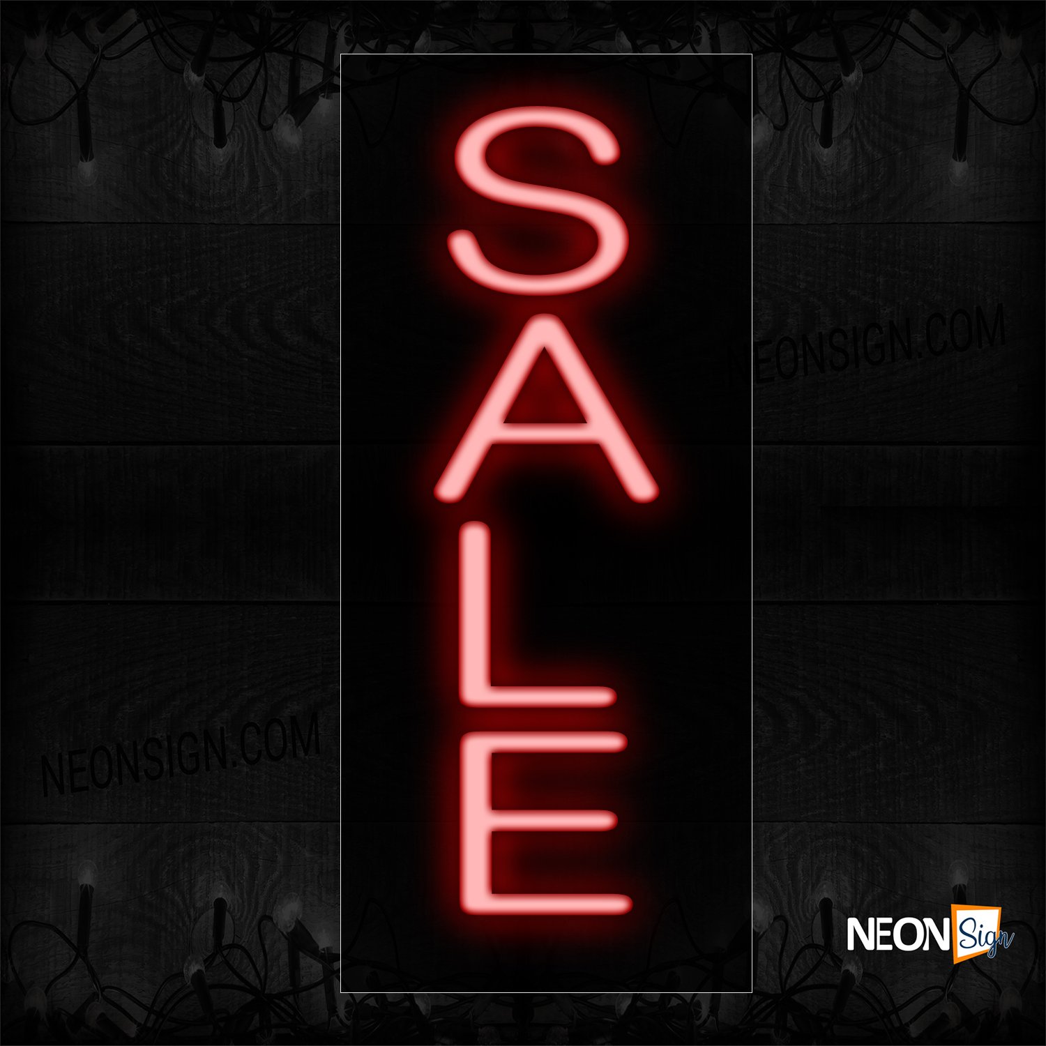 Image of 12287 Sale in red vertical Neon Sign_8x24 Black Backing