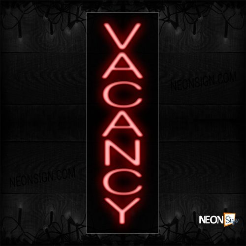 Image of 12318 Vacancy In Red (Vertical) Neon Sign_8x24 Black Backing
