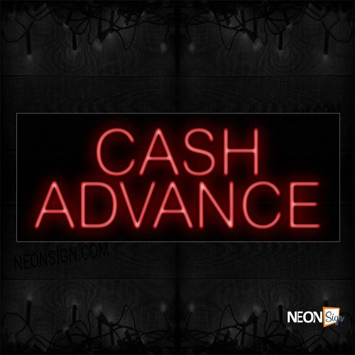 Image of 12330 Cash Advance In Red Neon Sign_8x24 Black Backing