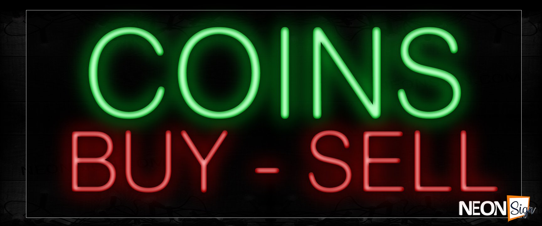 Image of 12332 Coins By-Sell Neon Signs_10x24 Black Backing