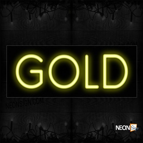 Image of 12336 Gold In Yellow Neon Sign_10x24 Black Backing