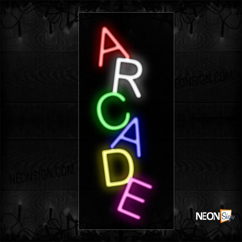 Image of 12344 Colorful Arcade Neon Sign_8x24 Black Backing