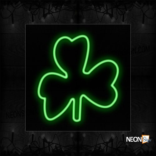 Image of 12349 Clover Logo In Green Neon Sign_17x17 Black Backing