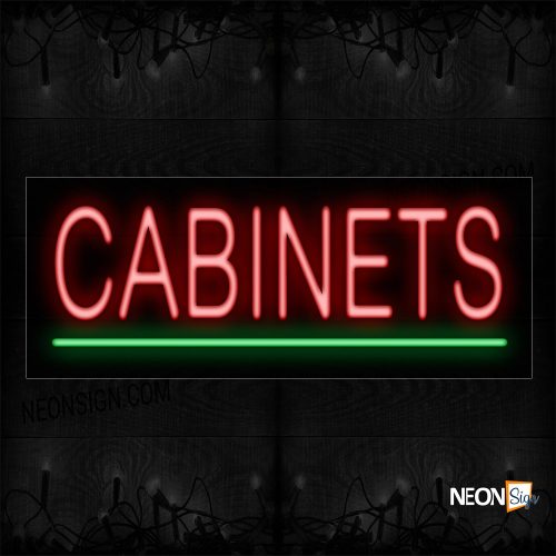 Image of 12358 Cabinets With Underline Neon Sign_10x24 Black Backing
