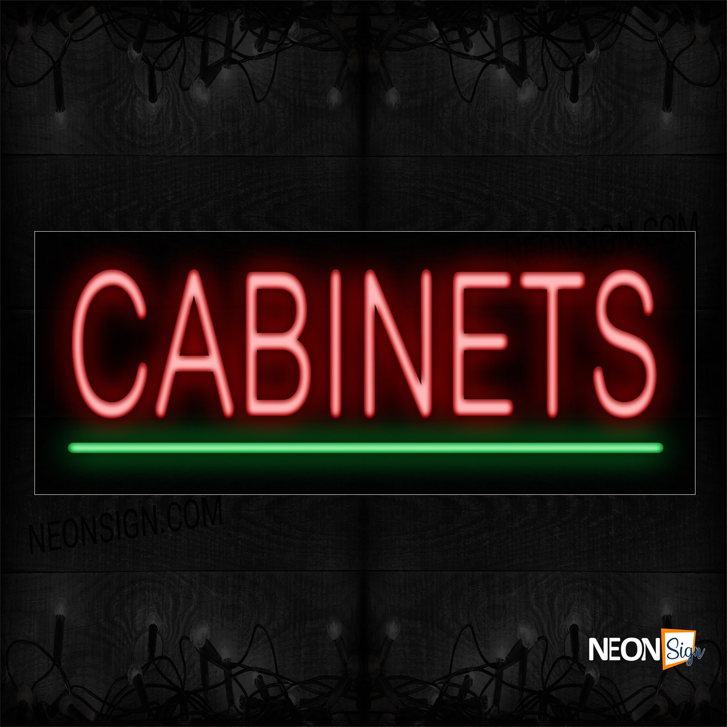 Image of 12358 Cabinets With Underline Neon Sign_10x24 Black Backing