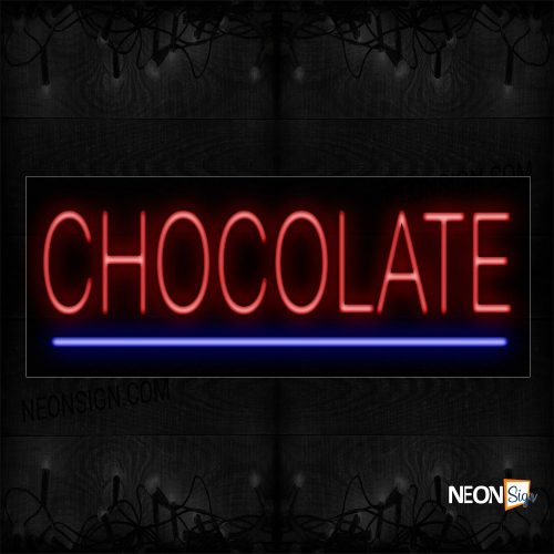 Image of 12361 Chocolate In Red With Blue Line Neon Sign_13x32 Black Backing
