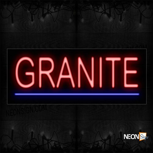 Image of 12373 Granite In Red With Blue Line Neon Sign_10x24 Black Backing