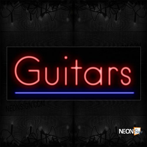 Image of 12374 Guitars With Underline Neon Sign_10x24 Black Backing