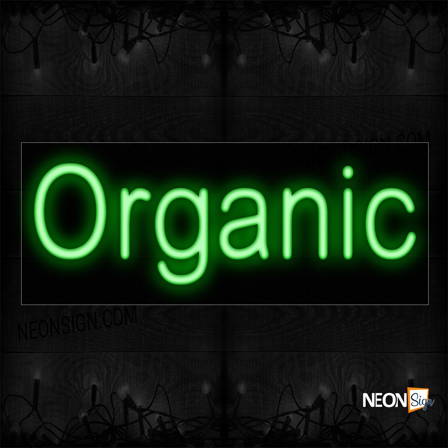 Image of 12389 Organic in green Neon Sign_10x24 Black Backing