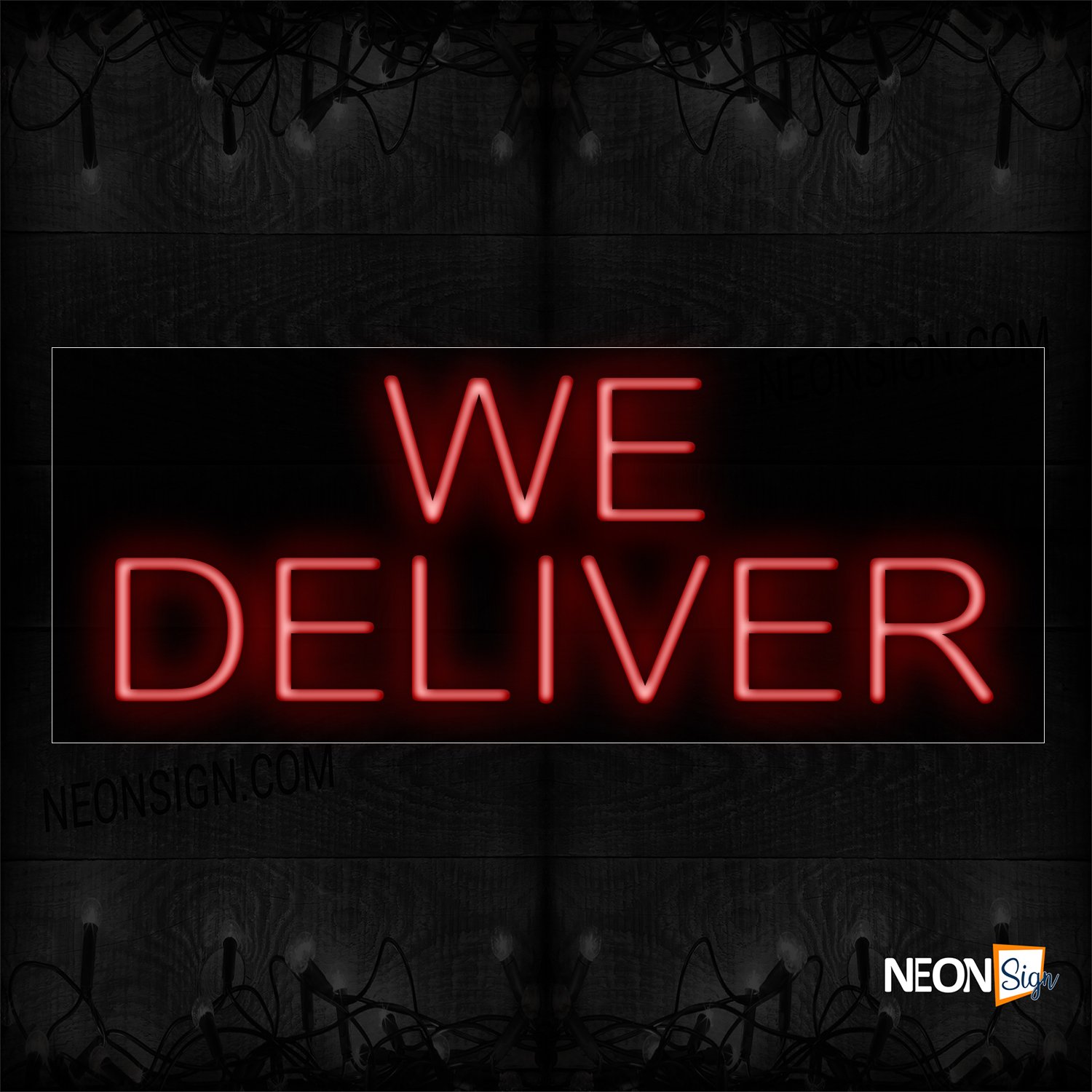 Image of 12403 we deliver border neon sign_10x24 Black Backing