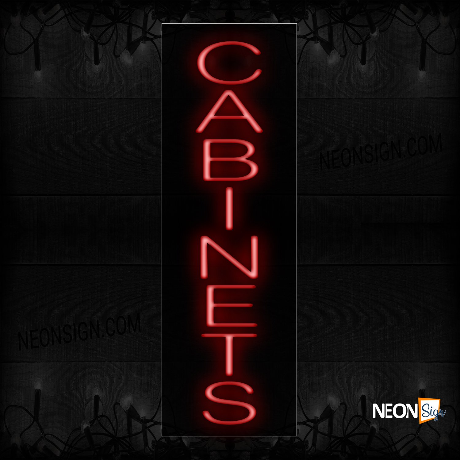 Image of 12418 Cabinet In Red (Vertical) Neon Sign_8x27 Black Backing
