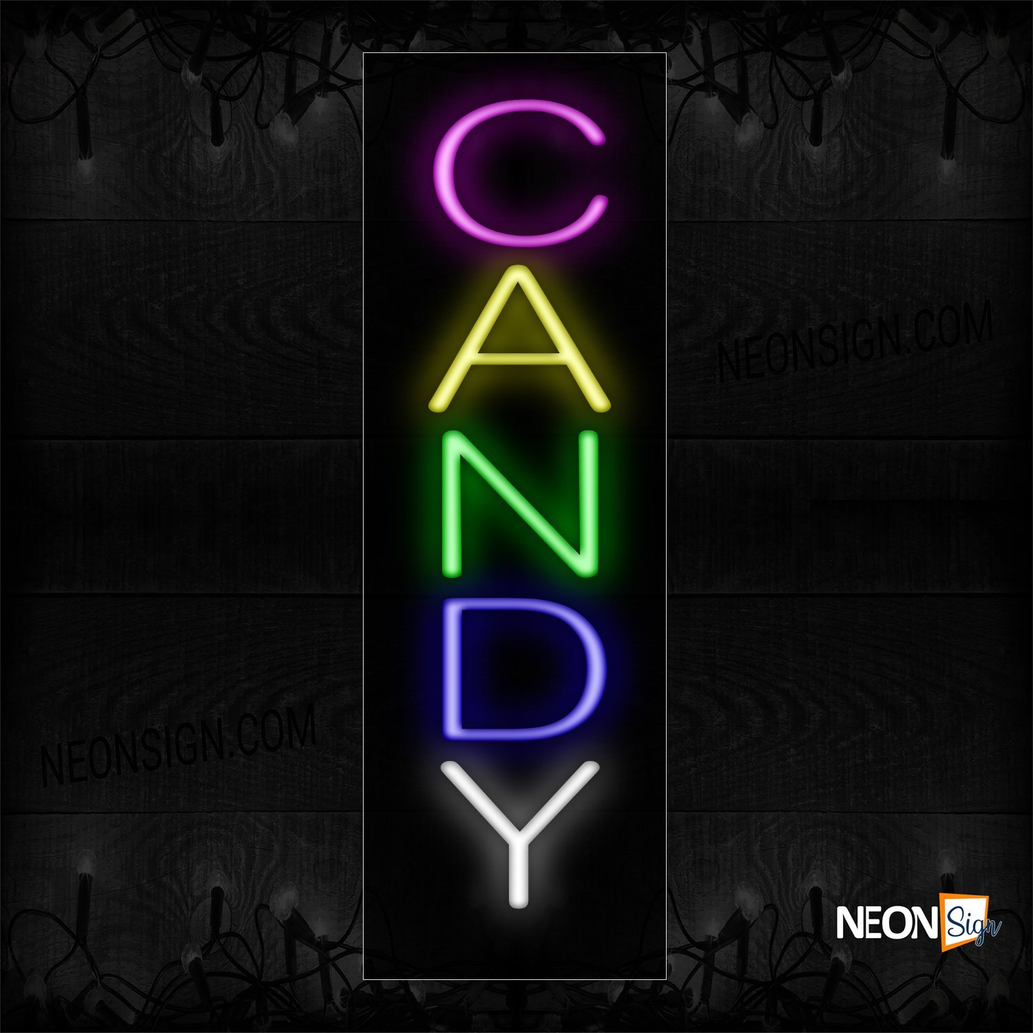 Image of 12419 Colorful Candy (Vertical) Neon Sign_8x24 Black Backing
