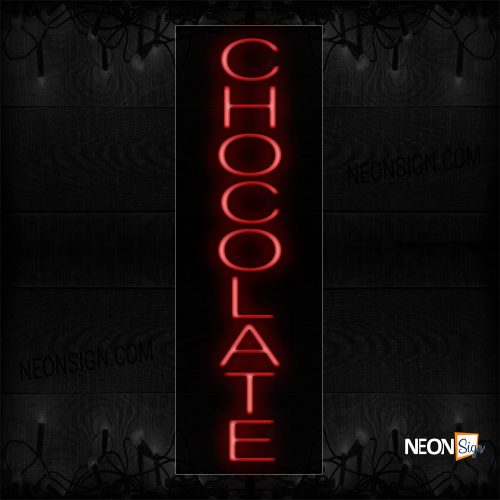 Image of 12422 Chocolate In Red (Vertical) Neon Sign_8x29 Black Backing