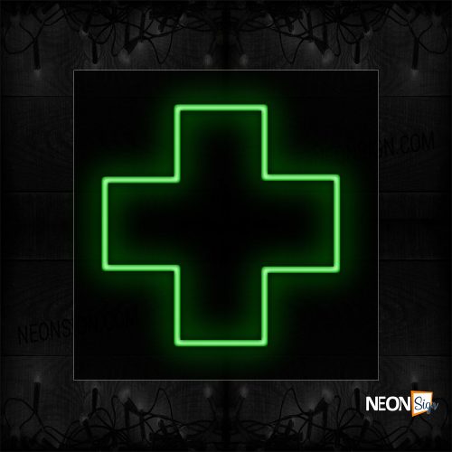 Image of 12426 Green Cross Traditional Neon_17x17 Black Backing
