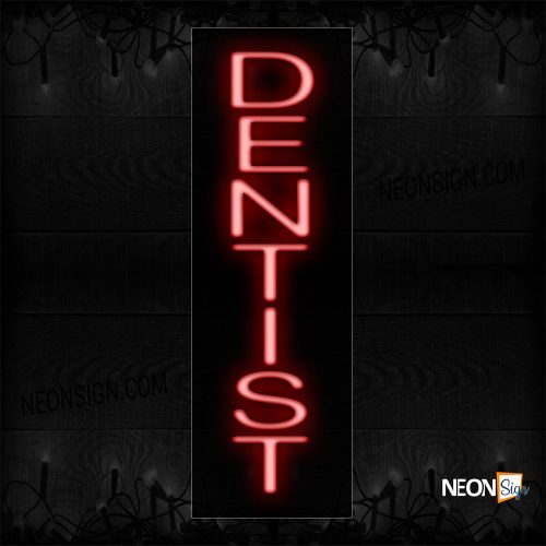 Image of 12428 Dentist In Red (Vertical) Neon Sign_8x27 Black Backing