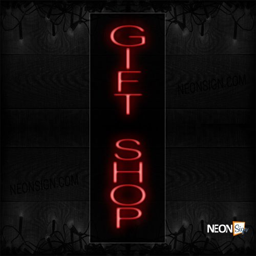 Image of 12436 Gift Shop In Red (Vertical) Neon Sign_8x32 Black Backing