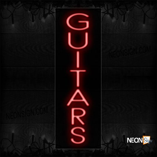 Image of 12439 Guitar In Red (Vertical) Neon Sign_10x27 Black Backing