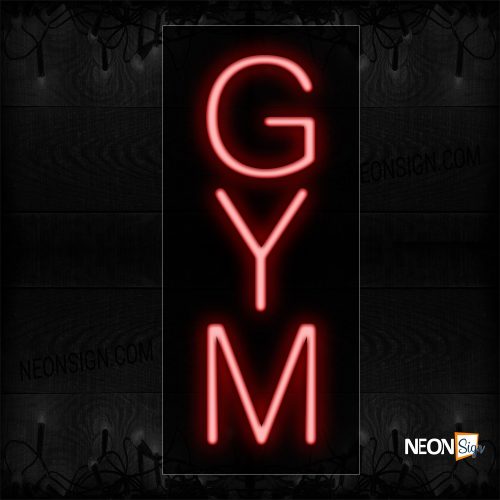 Image of 12440 Gym In Red (Vertical) Neon Sign_8x24 Black Backing