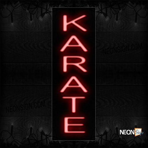 Image of 12445 Karate In Red (Vertical) Neon Sign_8x24 Black Backing